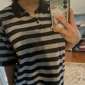 black and grey striped oversized shirt